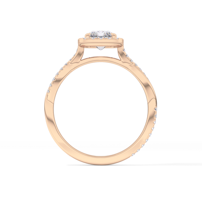 Princess Twisted Shank, Halo and Pave Lab Grown Diamond Engagement Ring