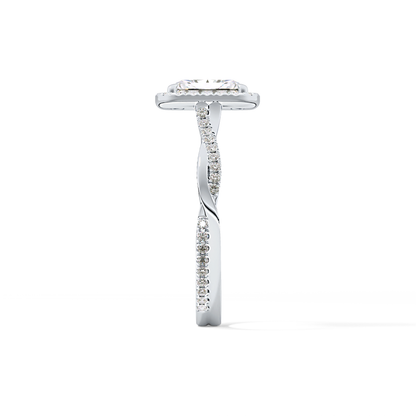 Princess Twisted Shank, Halo and Pave Lab Grown Diamond Engagement Ring