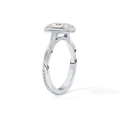 Princess Twisted Shank, Halo and Pave Lab Grown Diamond Engagement Ring
