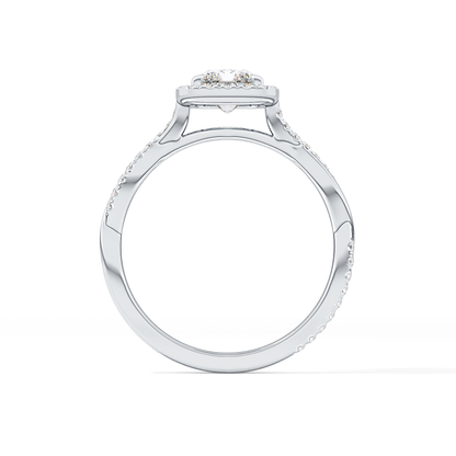 Princess Twisted Shank, Halo and Pave Lab Grown Diamond Engagement Ring
