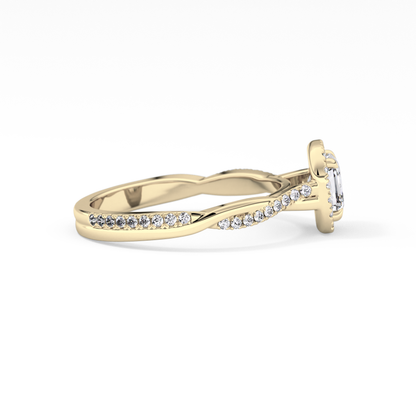 Asscher Twisted Shank, Halo and Pave Lab Grown Diamond Engagement Ring