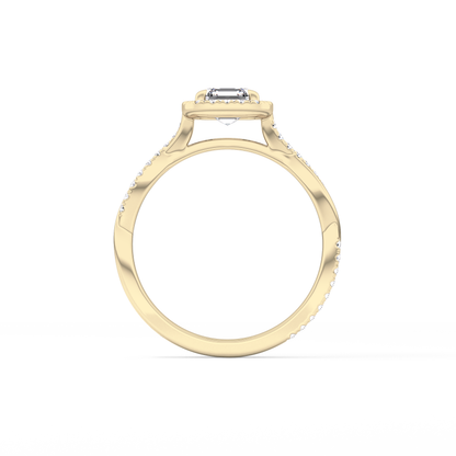 Asscher Twisted Shank, Halo and Pave Lab Grown Diamond Engagement Ring