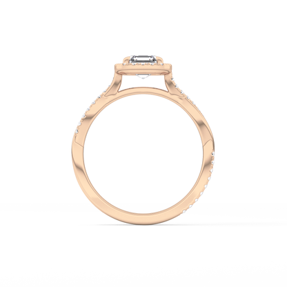 Asscher Twisted Shank, Halo and Pave Lab Grown Diamond Engagement Ring