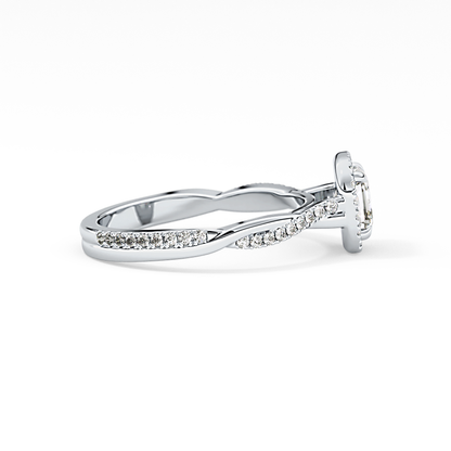 Asscher Twisted Shank, Halo and Pave Lab Grown Diamond Engagement Ring