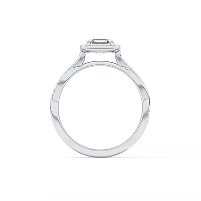 Asscher Twisted Shank, Halo and Pave Lab Grown Diamond Engagement Ring