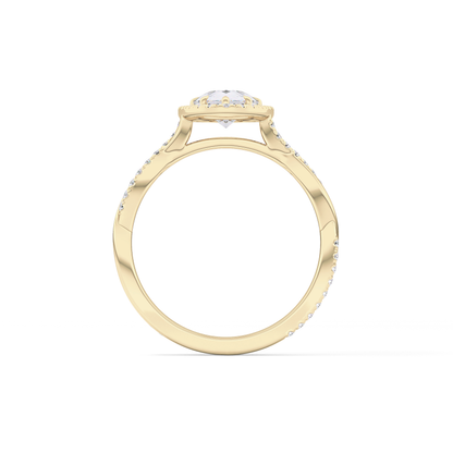Pear Twisted Shank, Halo and Pave Lab Grown Diamond Engagement Ring