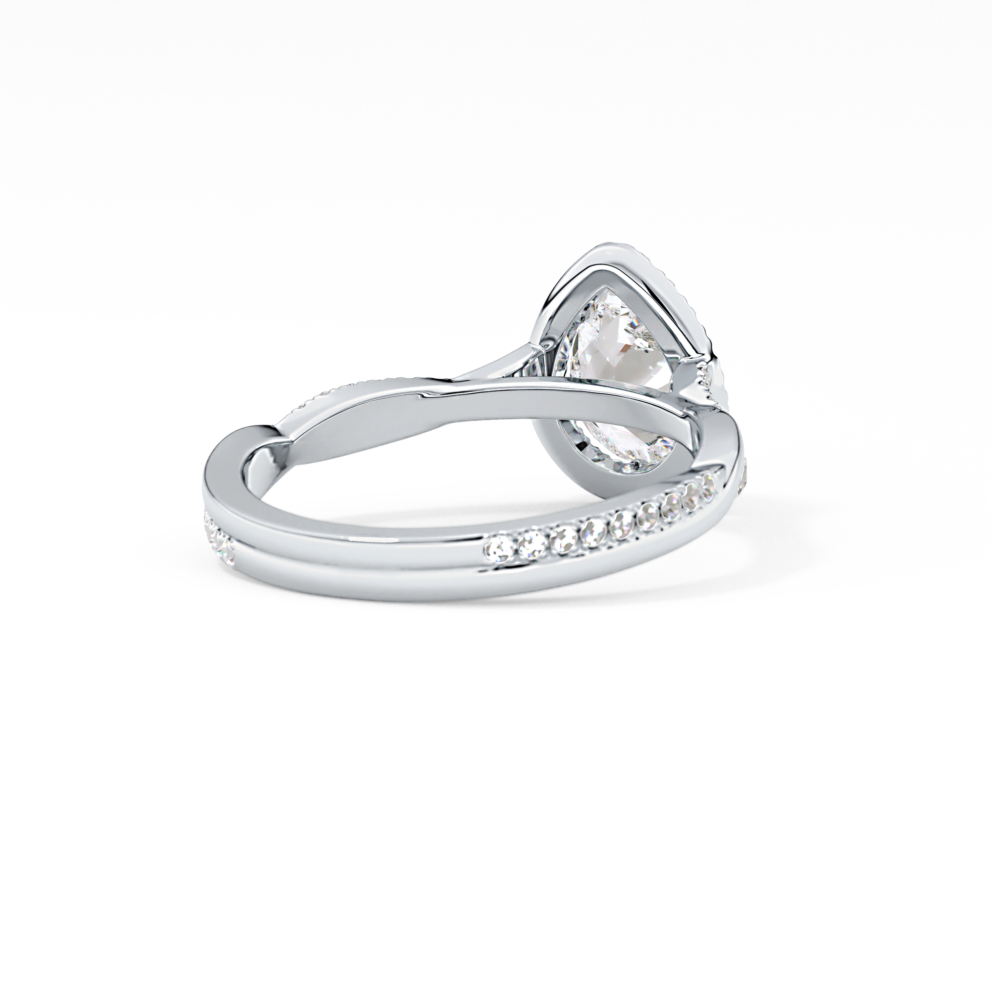 Pear Twisted Shank, Halo and Pave Lab Grown Diamond Engagement Ring