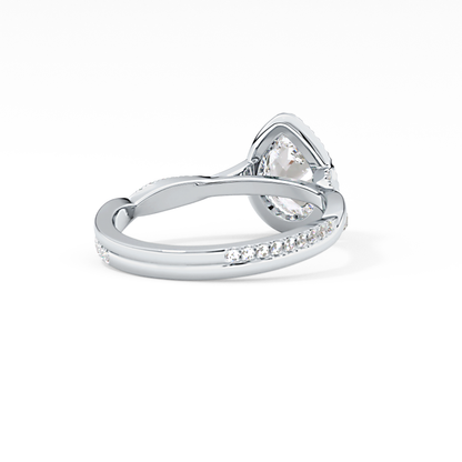 Pear Twisted Shank, Halo and Pave Lab Grown Diamond Engagement Ring