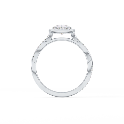 Pear Twisted Shank, Halo and Pave Lab Grown Diamond Engagement Ring