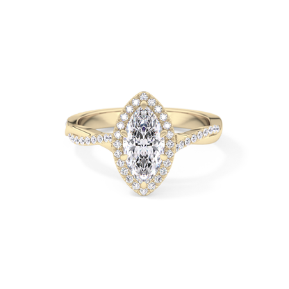 Marquise Twisted Shank, Halo and Pave Lab Grown Diamond Engagement Ring