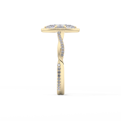 Marquise Twisted Shank, Halo and Pave Lab Grown Diamond Engagement Ring