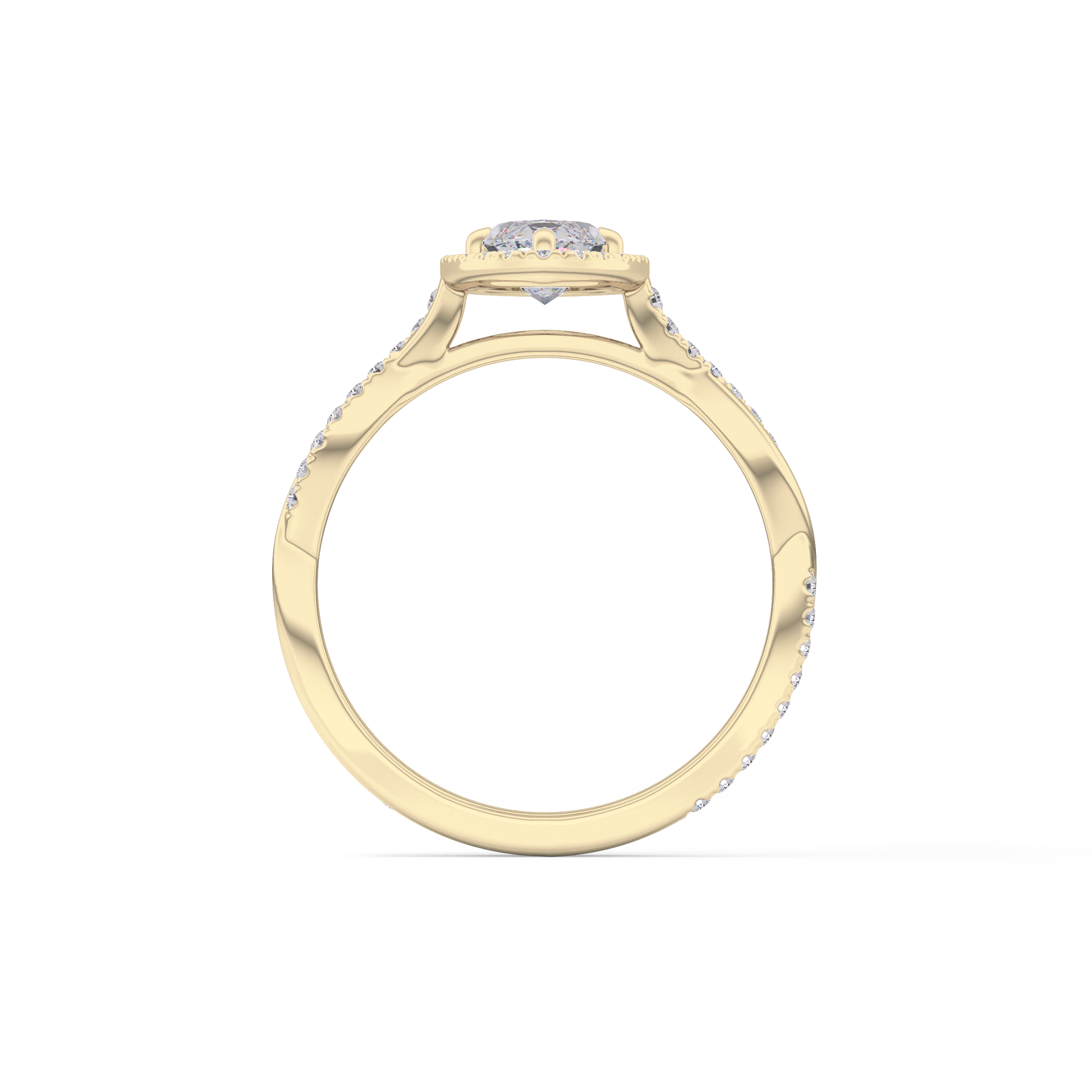 Marquise Twisted Shank, Halo and Pave Lab Grown Diamond Engagement Ring