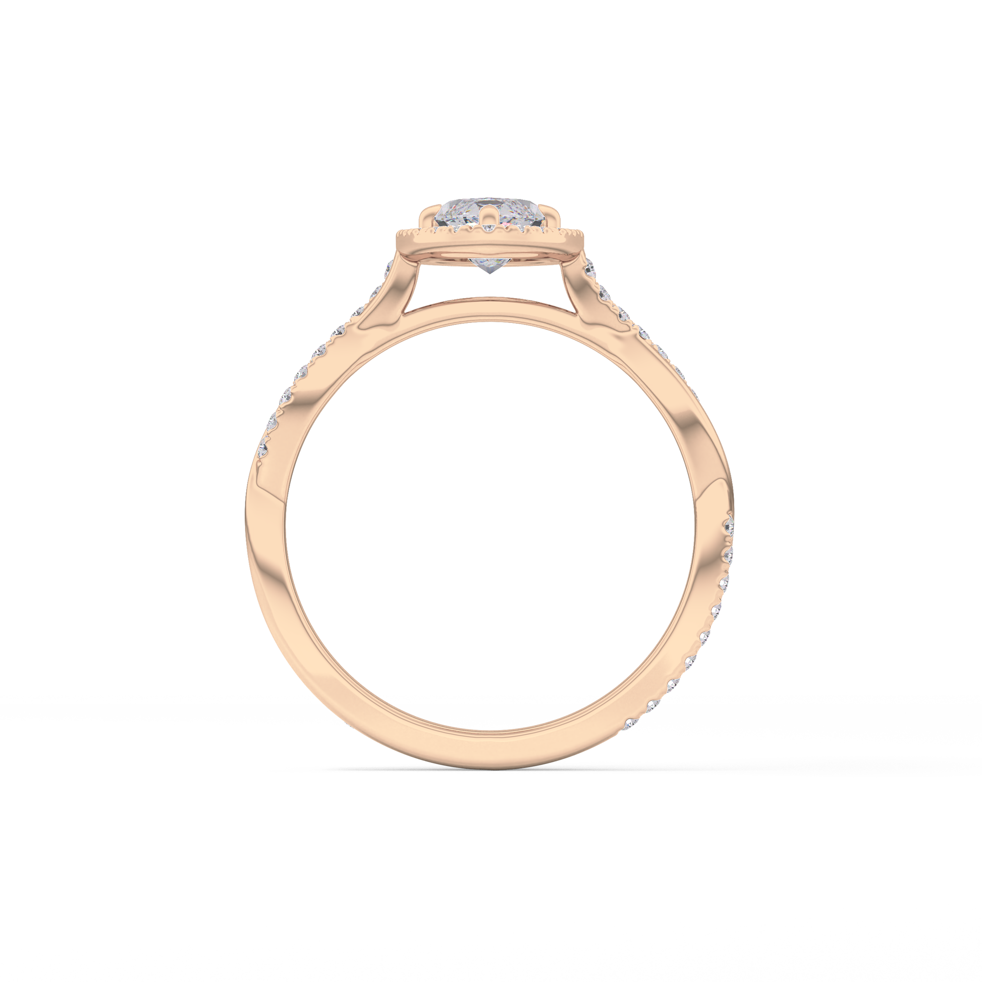 Marquise Twisted Shank, Halo and Pave Lab Grown Diamond Engagement Ring