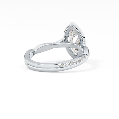 Marquise Twisted Shank, Halo and Pave Lab Grown Diamond Engagement Ring
