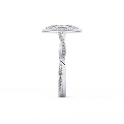 Marquise Twisted Shank, Halo and Pave Lab Grown Diamond Engagement Ring