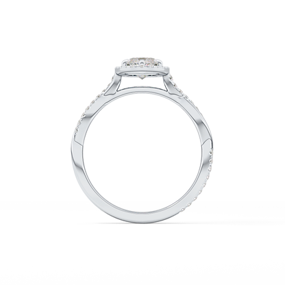 Marquise Twisted Shank, Halo and Pave Lab Grown Diamond Engagement Ring
