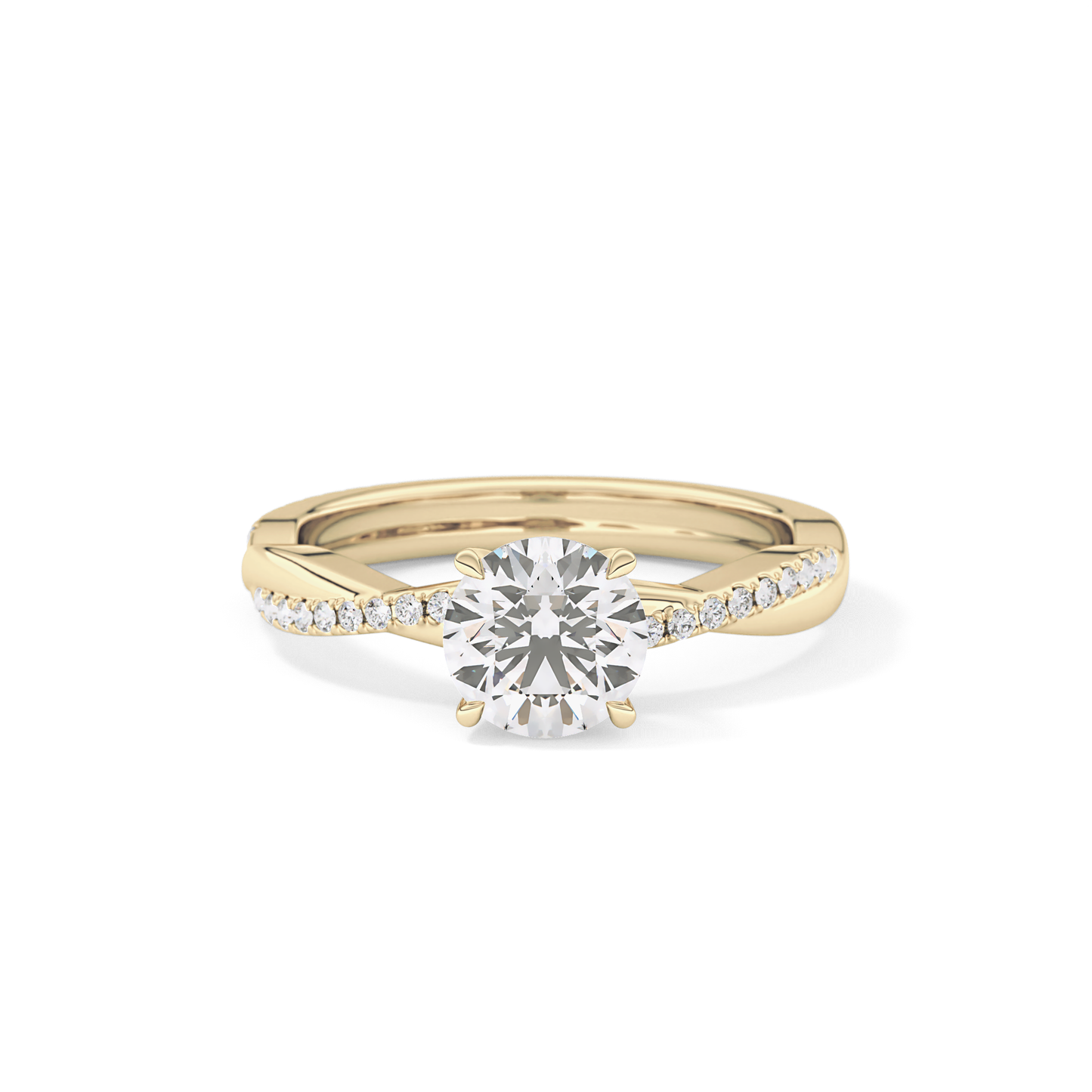 Round Criss Cross Pave Lab Grown Diamond Engagement Ring