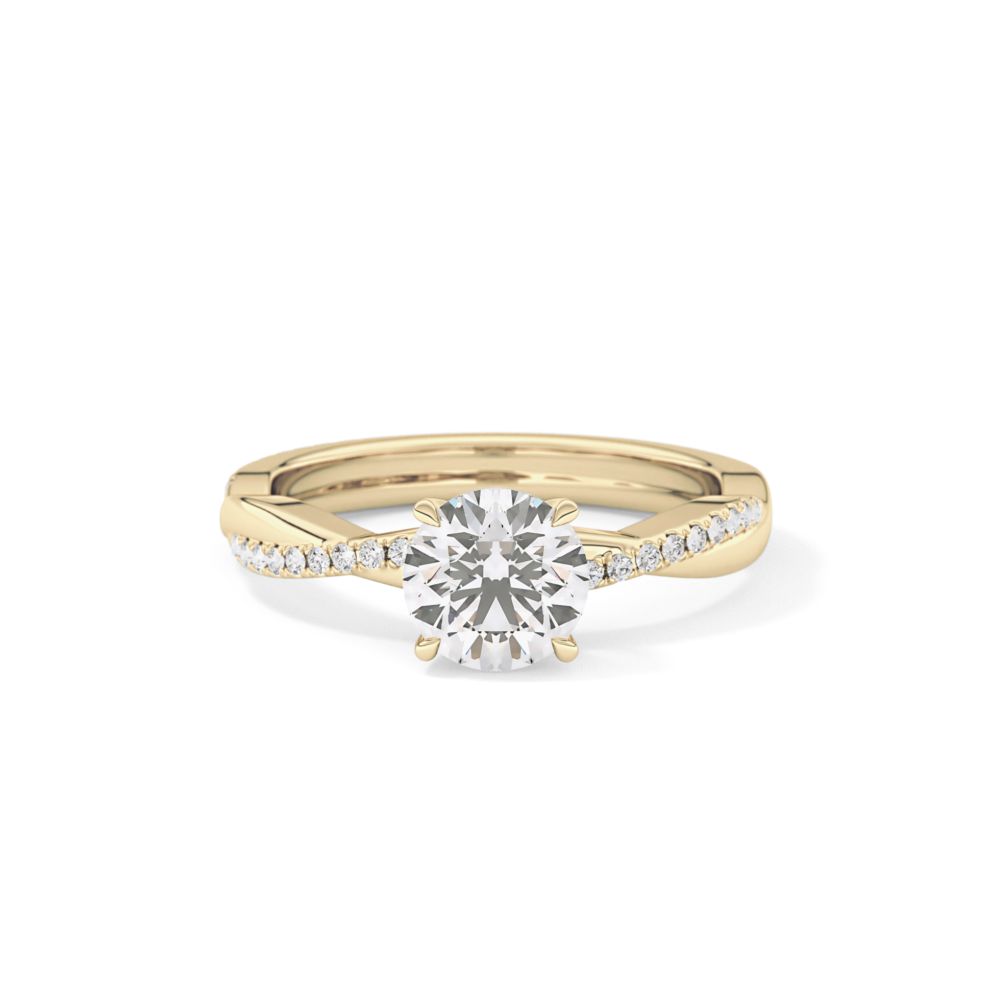 Round Criss Cross Pave Lab Grown Diamond Engagement Ring