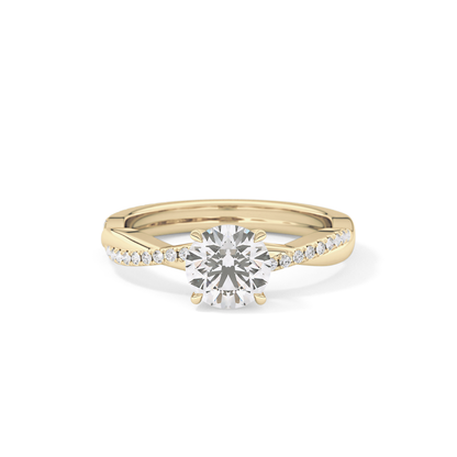 Round Criss Cross Pave Lab Grown Diamond Engagement Ring