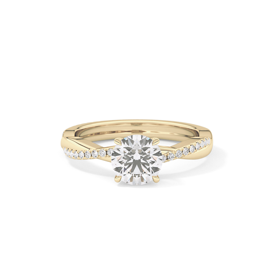 Round Criss Cross Pave Lab Grown Diamond Engagement Ring