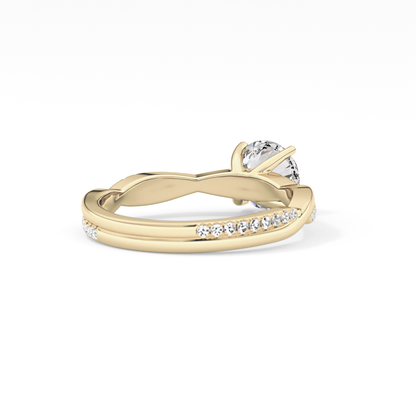 Round Criss Cross Pave Lab Grown Diamond Engagement Ring
