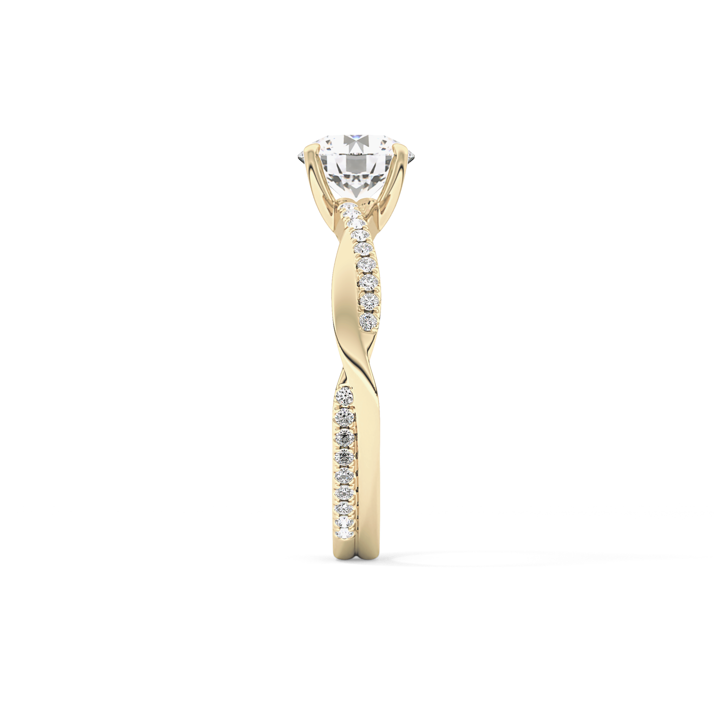 Round Criss Cross Pave Lab Grown Diamond Engagement Ring