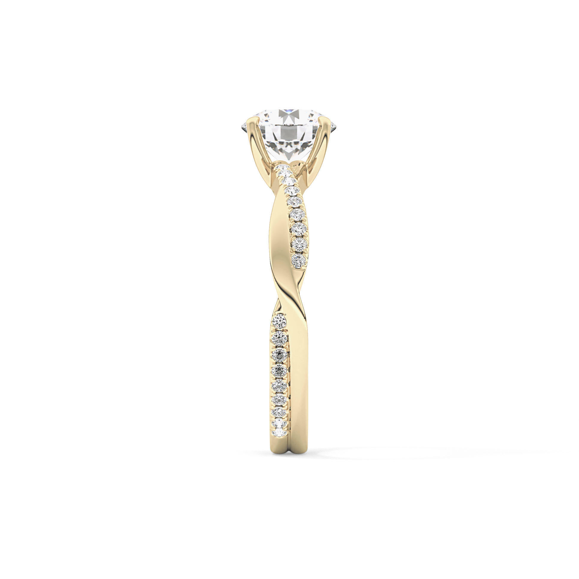 Round Criss Cross Pave Lab Grown Diamond Engagement Ring