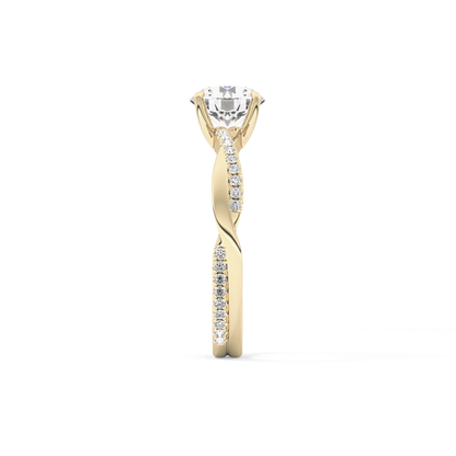 Round Criss Cross Pave Lab Grown Diamond Engagement Ring