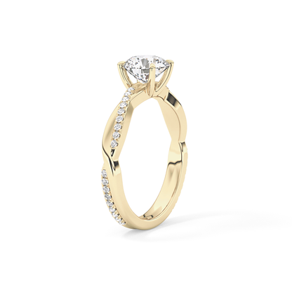 Round Criss Cross Pave Lab Grown Diamond Engagement Ring
