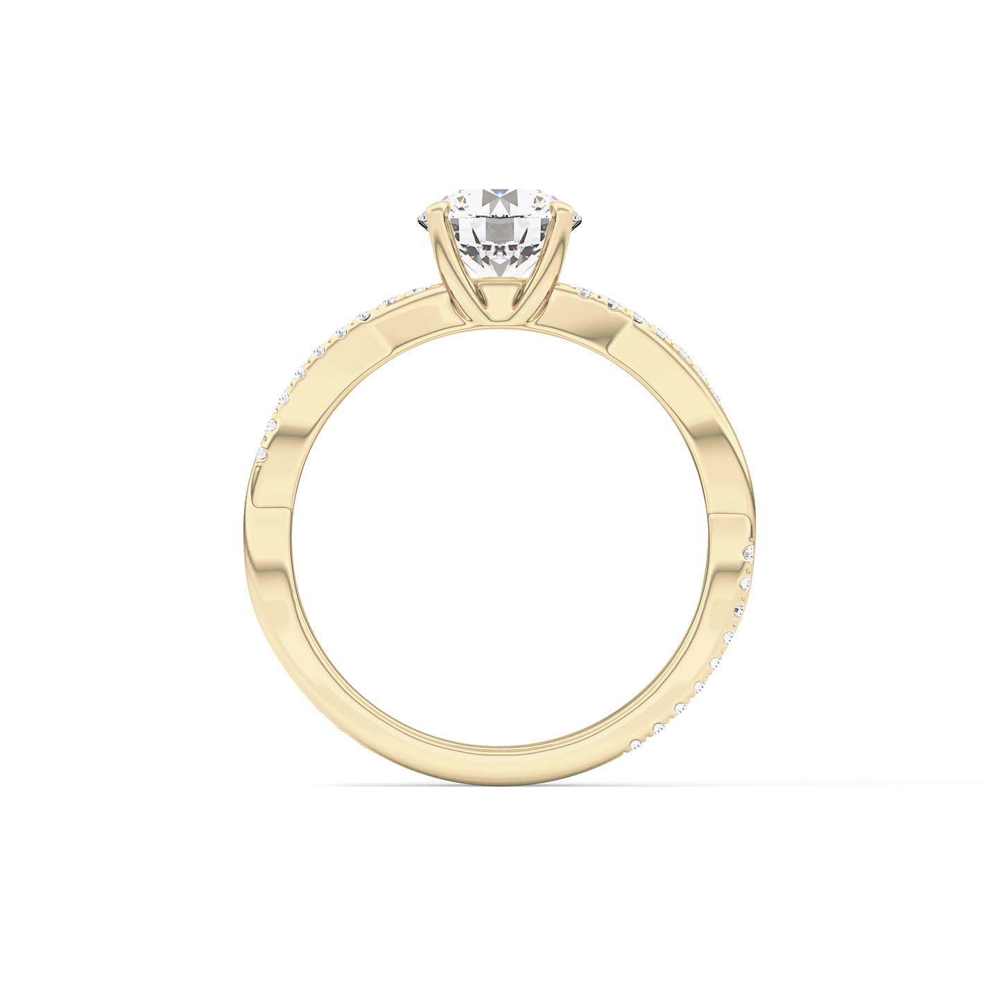 Round Criss Cross Pave Lab Grown Diamond Engagement Ring