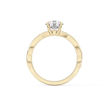 Round Criss Cross Pave Lab Grown Diamond Engagement Ring