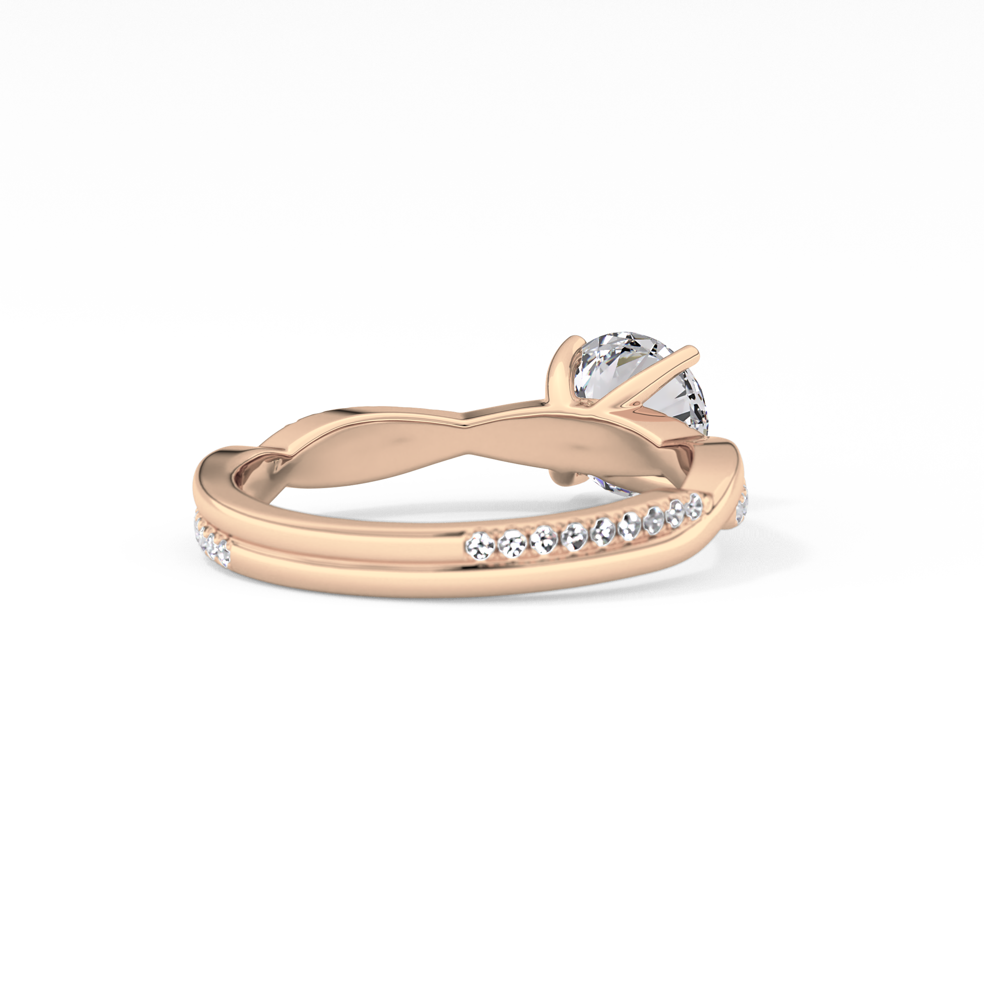 Round Criss Cross Pave Lab Grown Diamond Engagement Ring