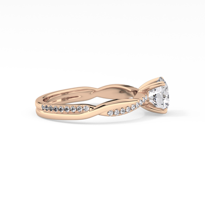 Round Criss Cross Pave Lab Grown Diamond Engagement Ring