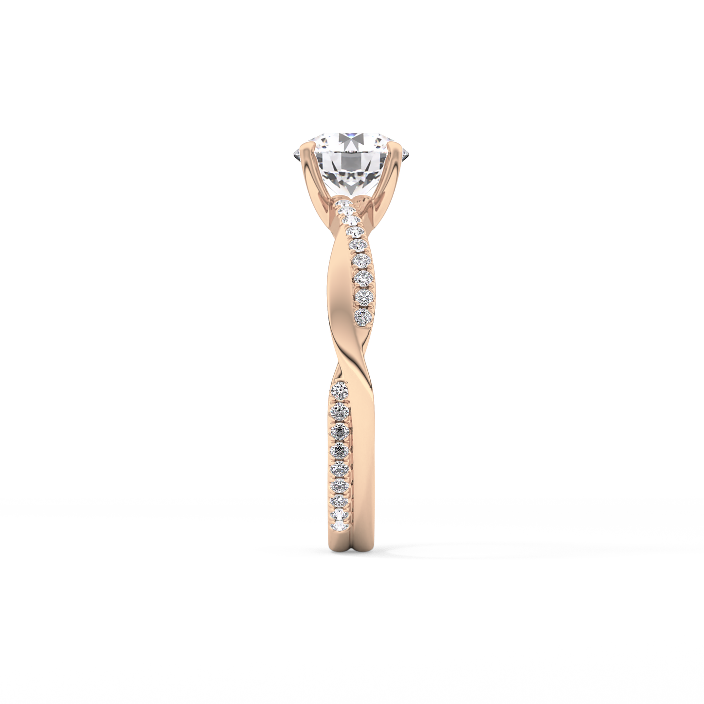 Round Criss Cross Pave Lab Grown Diamond Engagement Ring