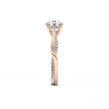 Round Criss Cross Pave Lab Grown Diamond Engagement Ring