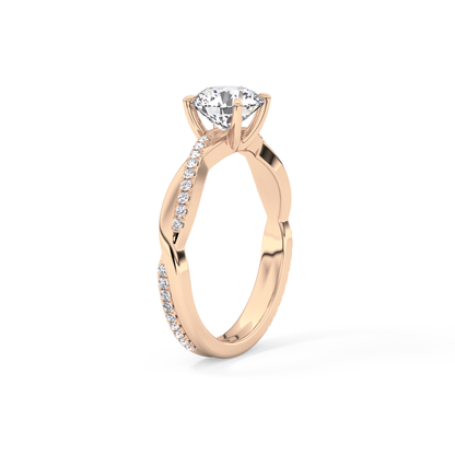Round Criss Cross Pave Lab Grown Diamond Engagement Ring