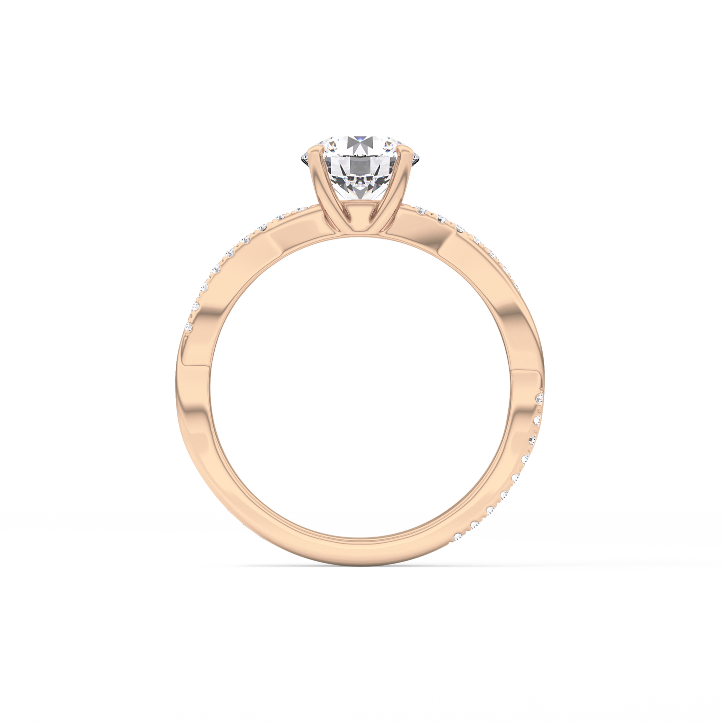 Round Criss Cross Pave Lab Grown Diamond Engagement Ring