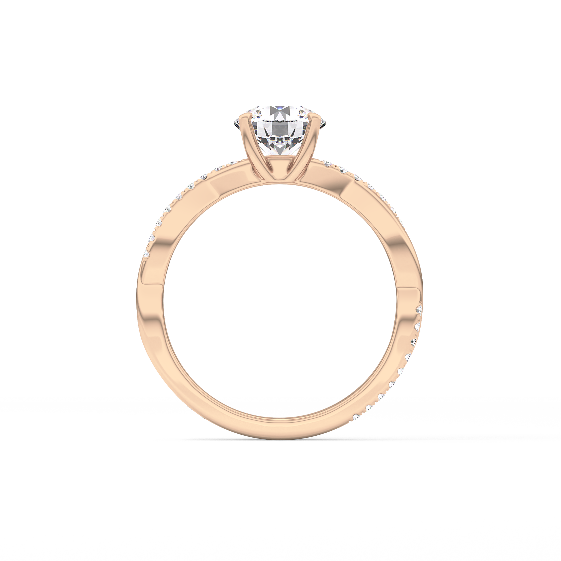 Round Criss Cross Pave Lab Grown Diamond Engagement Ring