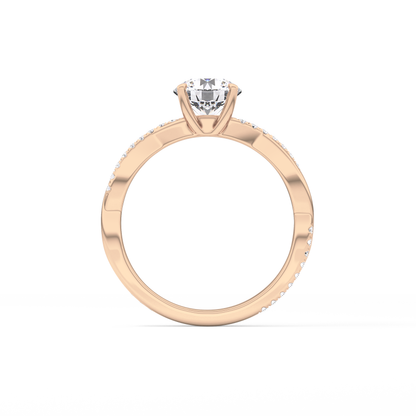 Round Criss Cross Pave Lab Grown Diamond Engagement Ring