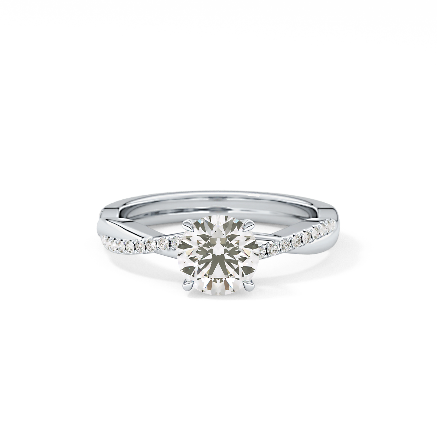 Round Criss Cross Pave Lab Grown Diamond Engagement Ring