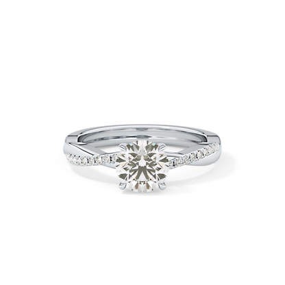 Round Criss Cross Pave Lab Grown Diamond Engagement Ring