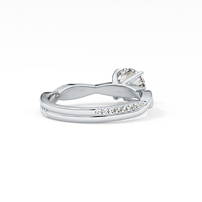 Round Criss Cross Pave Lab Grown Diamond Engagement Ring