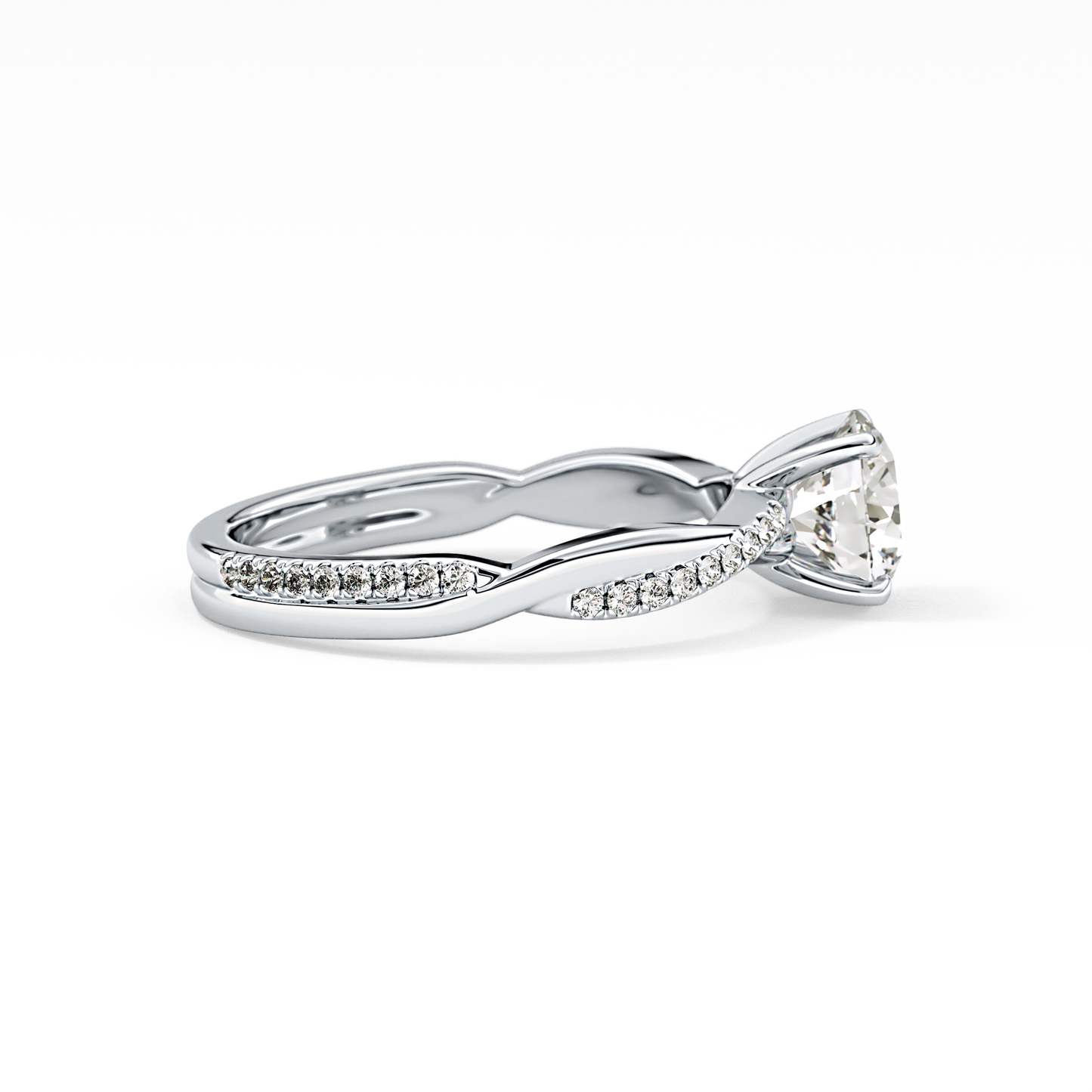 Round Criss Cross Pave Lab Grown Diamond Engagement Ring
