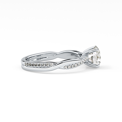 Round Criss Cross Pave Lab Grown Diamond Engagement Ring