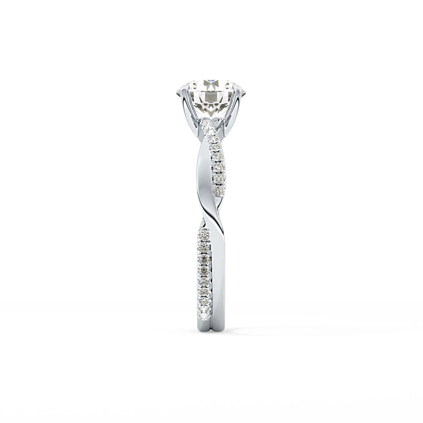 Round Criss Cross Pave Lab Grown Diamond Engagement Ring