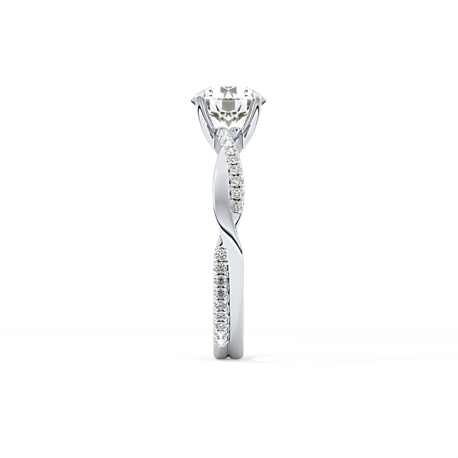 Round Criss Cross Pave Lab Grown Diamond Engagement Ring