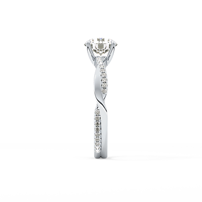 Round Criss Cross Pave Lab Grown Diamond Engagement Ring
