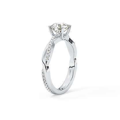 Round Criss Cross Pave Lab Grown Diamond Engagement Ring