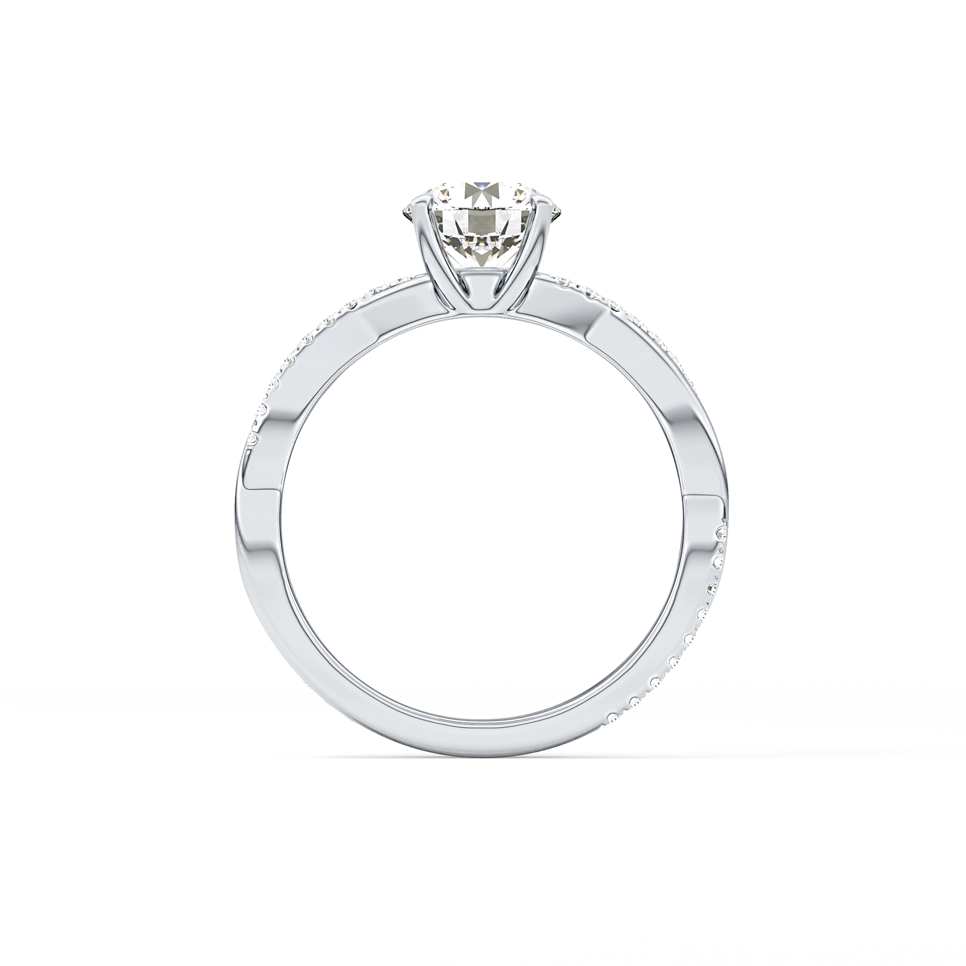 Round Criss Cross Pave Lab Grown Diamond Engagement Ring