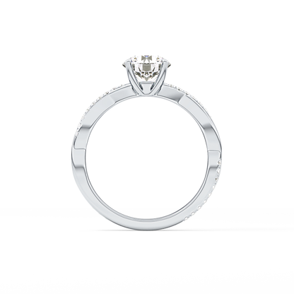 Round Criss Cross Pave Lab Grown Diamond Engagement Ring